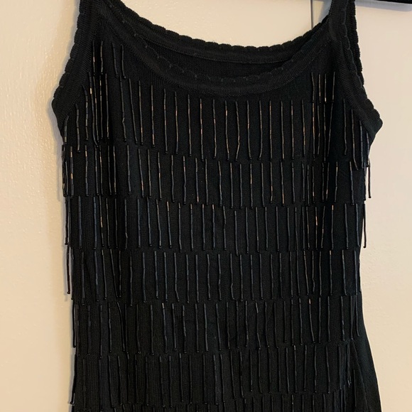 Black Fringe Beaded Tank - Picture 2 of 3